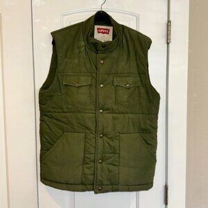 Levi's Mens Green Button Up Insulated Vest Size Large